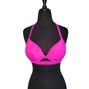 Victoria’s Secret The Hottie Halter Push-Up Bikini Top 34C Hot Pink Swim Resort